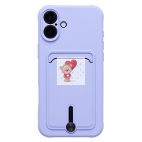 Чехол-накладка для Apple iPhone 16 Plus (светло-фиолетовый) - SC304 c картхолдером