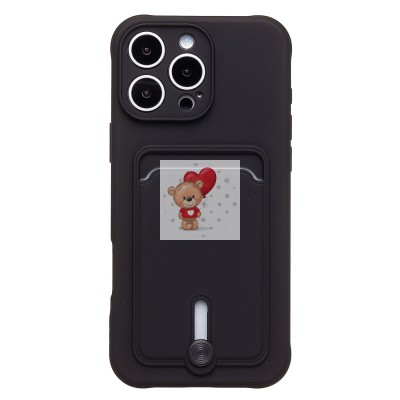 Чехол-накладка для Apple iPhone 16 Pro Max (черный) - SC304 c картхолдером