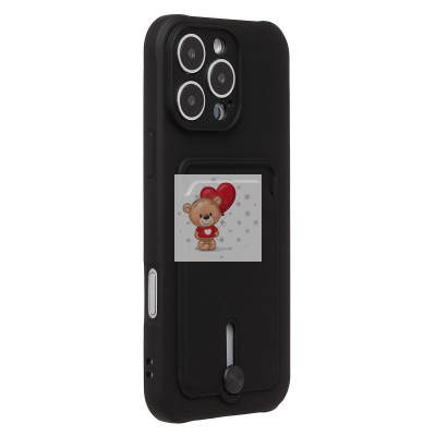 Чехол-накладка для Apple iPhone 16 Pro Max (черный) - SC304 c картхолдером