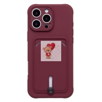 Чехол-накладка для Apple iPhone 16 Pro Max (бордовый) - SC304 c картхолдером
