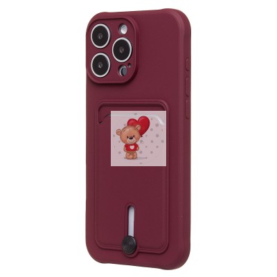 Чехол-накладка для Apple iPhone 16 Pro Max (бордовый) - SC304 c картхолдером