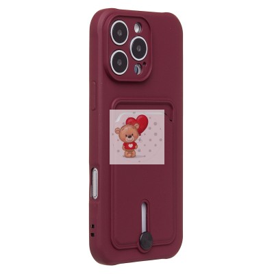 Чехол-накладка для Apple iPhone 16 Pro Max (бордовый) - SC304 c картхолдером