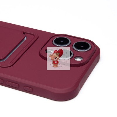 Чехол-накладка для Apple iPhone 16 Pro Max (бордовый) - SC304 c картхолдером