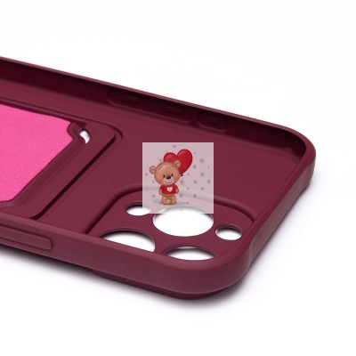 Чехол-накладка для Apple iPhone 16 Pro Max (бордовый) - SC304 c картхолдером