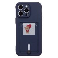Чехол-накладка для Apple iPhone 16 Pro Max (темно-синий) - SC304 c картхолдером
