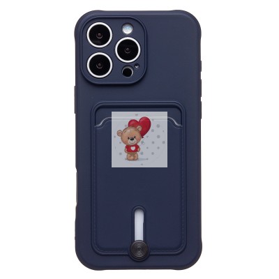 Чехол-накладка для Apple iPhone 16 Pro Max (темно-синий) - SC304 c картхолдером