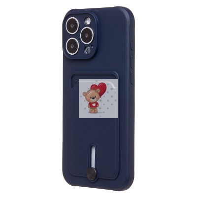 Чехол-накладка для Apple iPhone 16 Pro Max (темно-синий) - SC304 c картхолдером