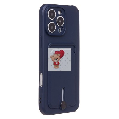 Чехол-накладка для Apple iPhone 16 Pro Max (темно-синий) - SC304 c картхолдером