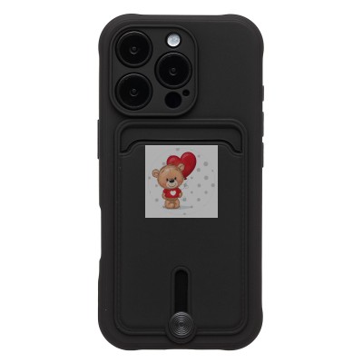 Чехол-накладка для Apple iPhone 16 Pro (черный) - SC304 c картхолдером