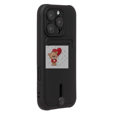 Чехол-накладка для Apple iPhone 16 Pro (черный) - SC304 c картхолдером