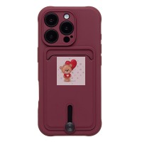 Чехол-накладка для Apple iPhone 16 Pro (бордовый) - SC304 c картхолдером