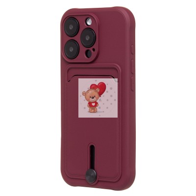 Чехол-накладка для Apple iPhone 16 Pro (бордовый) - SC304 c картхолдером