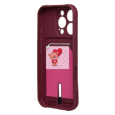 Чехол-накладка для Apple iPhone 16 Pro (бордовый) - SC304 c картхолдером