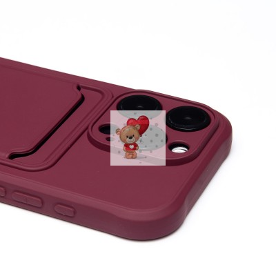 Чехол-накладка для Apple iPhone 16 Pro (бордовый) - SC304 c картхолдером