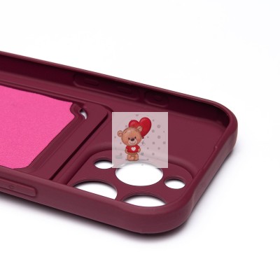 Чехол-накладка для Apple iPhone 16 Pro (бордовый) - SC304 c картхолдером