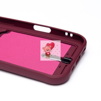 Чехол-накладка для Apple iPhone 16 Pro (бордовый) - SC304 c картхолдером