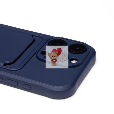 Чехол-накладка для Apple iPhone 16 Pro (темно-синий) - SC304 c картхолдером