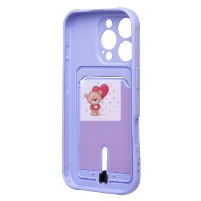 Чехол-накладка для Apple iPhone 16 Pro (светло-фиолетовый) - SC304 c картхолдером