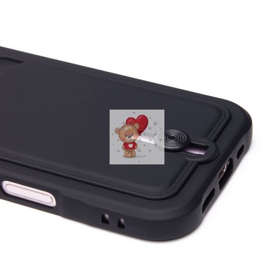 Чехол-накладка для Apple iPhone 16 (черный) - SC304 c картхолдером