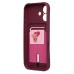 Чехол-накладка для Apple iPhone 16 (бордовый) - SC304 c картхолдером