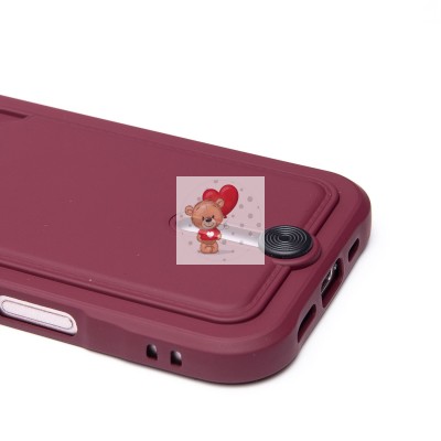 Чехол-накладка для Apple iPhone 16 (бордовый) - SC304 c картхолдером