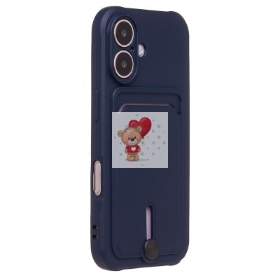 Чехол-накладка для Apple iPhone 16 (темно-синий) - SC304 c картхолдером Чехол-накладка для Apple iPhone 16 (темно-синий) - SC304 c картхолдером