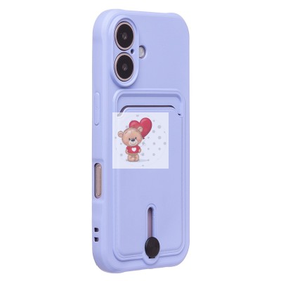 Чехол-накладка для Apple iPhone 16 (светло-фиолетовый) - SC304 c картхолдером Чехол-накладка для Apple iPhone 16 (светло-фиолетовый) - SC304 c картхолдером