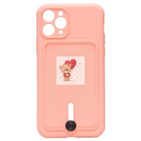 Чехол-накладка для Apple iPhone 11 Pro (светло-розовый) - SC304 с картхолдером