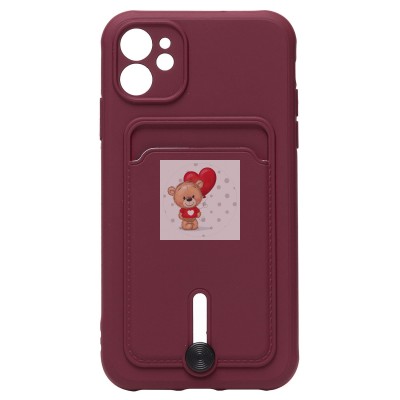 Чехол-накладка для Apple iPhone 11 (бордовый) - SC304 с картхолдером