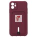 Чехол-накладка для Apple iPhone 11 (бордовый) - SC304 с картхолдером