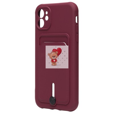 Чехол-накладка для Apple iPhone 11 (бордовый) - SC304 с картхолдером