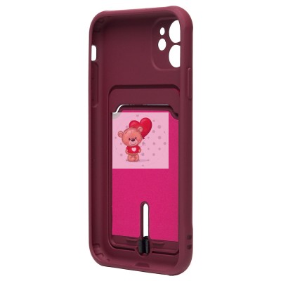 Чехол-накладка для Apple iPhone 11 (бордовый) - SC304 с картхолдером