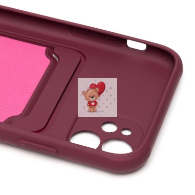 Чехол-накладка для Apple iPhone 11 (бордовый) - SC304 с картхолдером