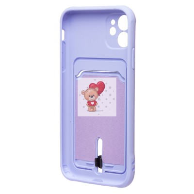 Чехол-накладка для Apple iPhone 11 (темно-фиолетовый) - SC304 с картхолдером