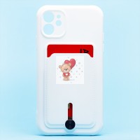 Чехол-накладка для Apple iPhone 11 (белый) - SC304 с картхолдером