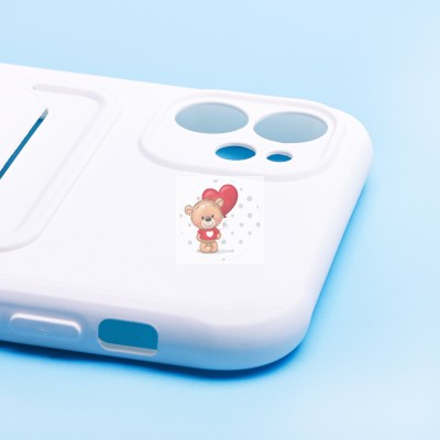 Чехол-накладка для Apple iPhone 11 (белый) - SC304 с картхолдером