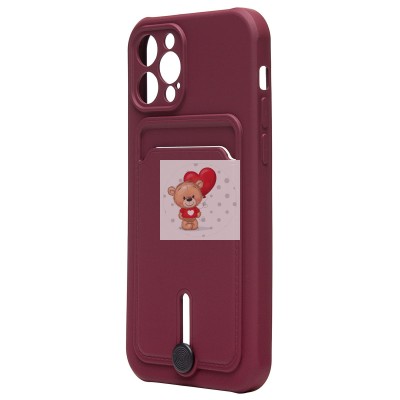 Чехол-накладка для Apple iPhone 12 Pro (бордовый) - SC304 с картхолдером
