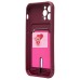 Чехол-накладка для Apple iPhone 12 Pro (бордовый) - SC304 с картхолдером