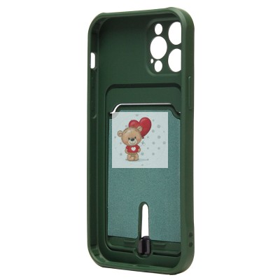 Чехол-накладка для Apple iPhone 12 Pro (темно-зеленый) - SC304 с картхолдером Чехол-накладка для Apple iPhone 12 Pro (темно-зеленый) - SC304 с картхолдером