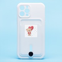 Чехол-накладка для Apple iPhone 12 Pro (белый) - SC304 с картхолдером