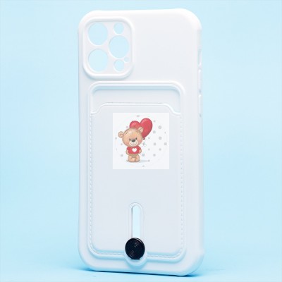 Чехол-накладка для Apple iPhone 12 Pro (белый) - SC304 с картхолдером
