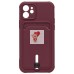 Чехол-накладка для Apple iPhone 12 (бордовый) - SC304 с картхолдером