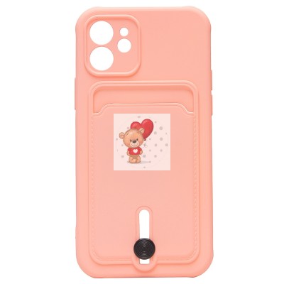 Чехол-накладка для Apple iPhone 12 (светло-розовый) - SC304 с картхолдером