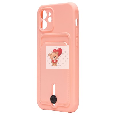 Чехол-накладка для Apple iPhone 12 (светло-розовый) - SC304 с картхолдером