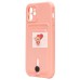 Чехол-накладка для Apple iPhone 12 (светло-розовый) - SC304 с картхолдером