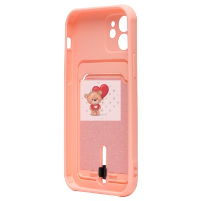 Чехол-накладка для Apple iPhone 12 (светло-розовый) - SC304 с картхолдером