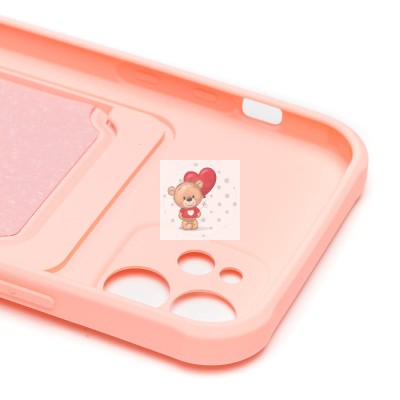 Чехол-накладка для Apple iPhone 12 (светло-розовый) - SC304 с картхолдером