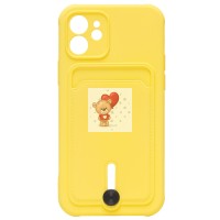Чехол-накладка для Apple iPhone 12 (желтый) - SC304 с картхолдером