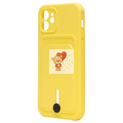 Чехол-накладка для Apple iPhone 12 (желтый) - SC304 с картхолдером