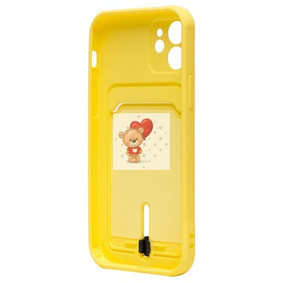 Чехол-накладка для Apple iPhone 12 (желтый) - SC304 с картхолдером